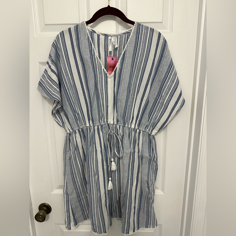 Goa Blue and White Striped Beach Coverup